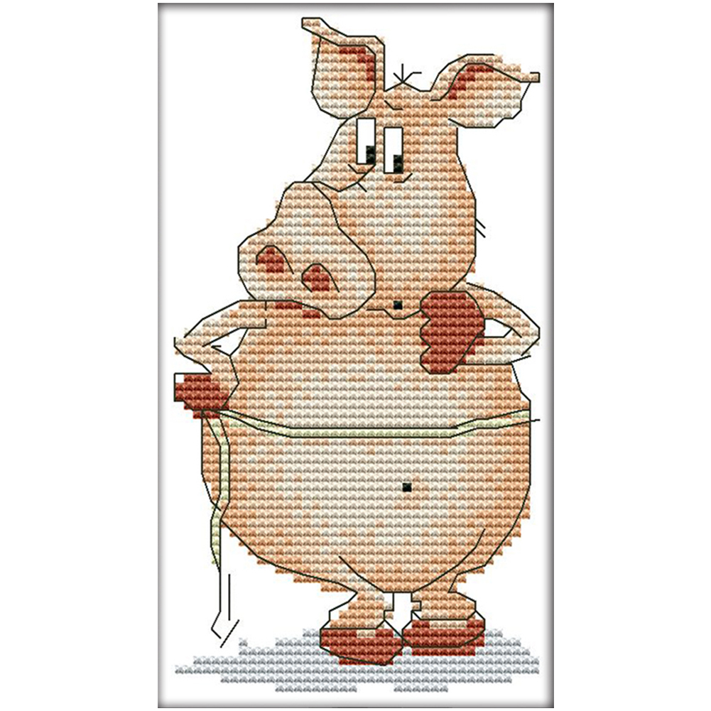 

Fat Pig - 14CT Stamped Cross Stitch - 19*13CM, 501 Original