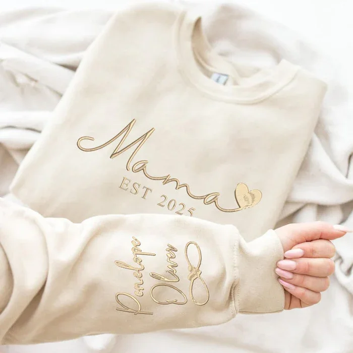TOSCUSTOM™ Custom Mothers Day Sweatshirts Embroidered Mama Est Year Hoodies