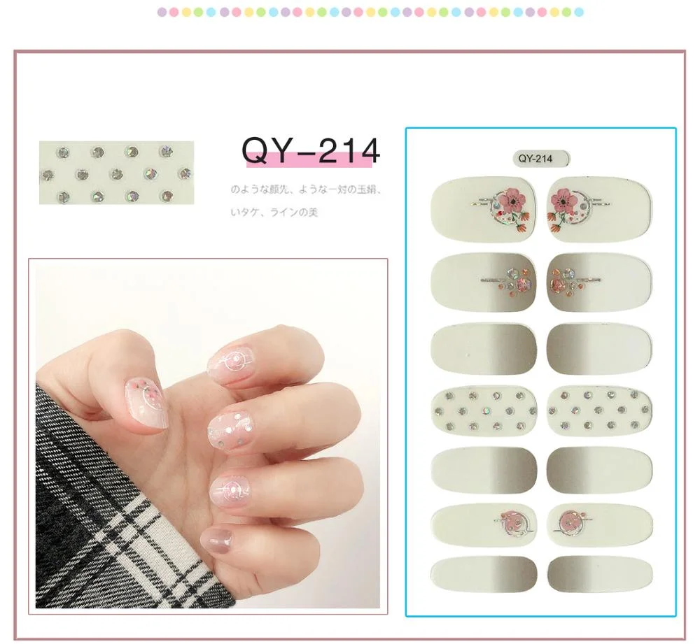 ENDRRFLLA Glitter Decorative Floral Nail Stickers Gray Water Transfer Polish Items Nail Art Decals 2020 New Design Nail Art 1pc-Nail Inspo