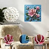 (25x25cm)DIY Pink Magnolia Flower Framed Handmade Pearl Painting Art Craft Kit Living Home Decor