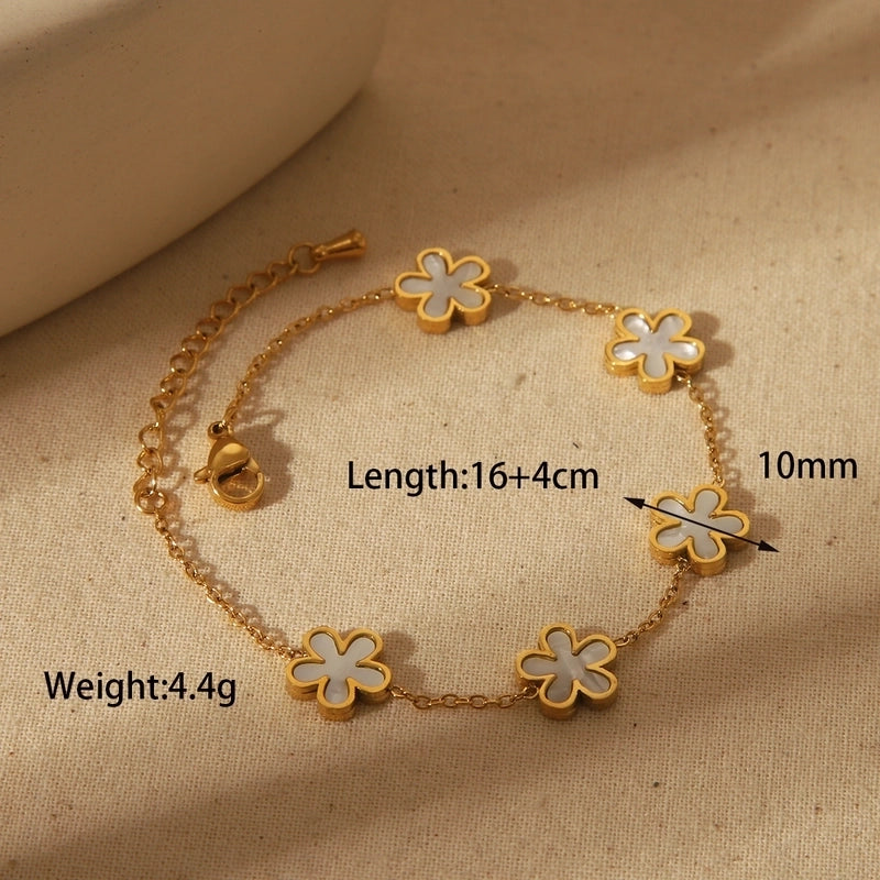 IG Style French Style Commute Solid Color Flower 304 Stainless Steel Acrylic 18K Gold Plated Bracelets Earrings Necklace