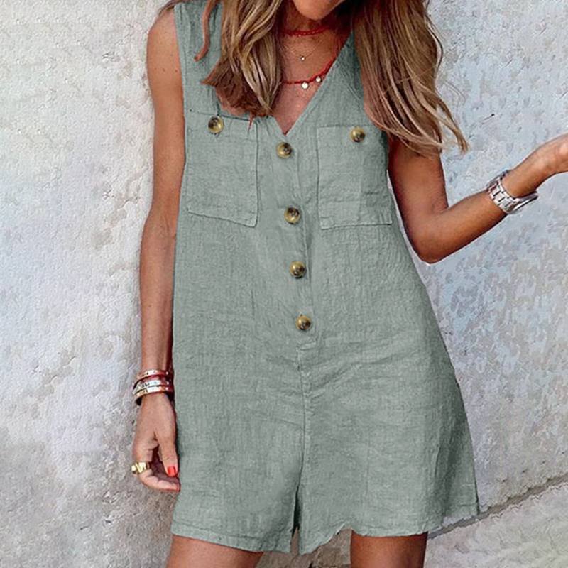 Stylish V Neck Sleeveless Rompers 2022 ZANZEA Summer Women Short Playsuits Casual Solid Loose Jumpsuits Beach Overalls Oversized