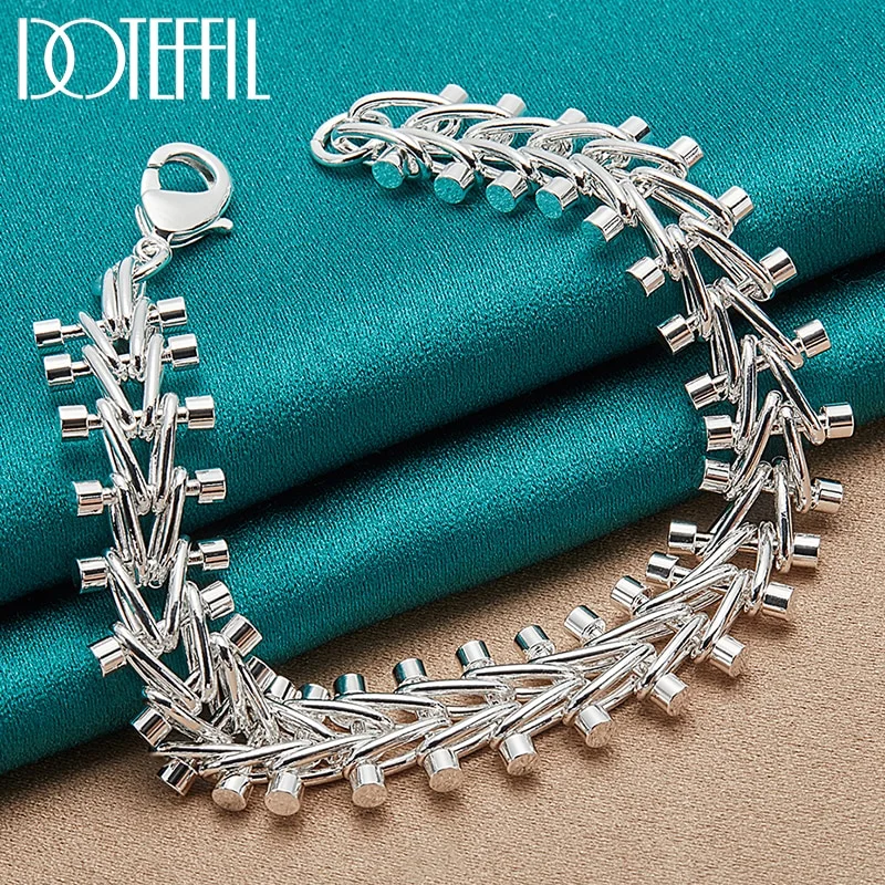 925 Sterling Silver Double Row Bead Chain Bracelet For Man Women Jewelry