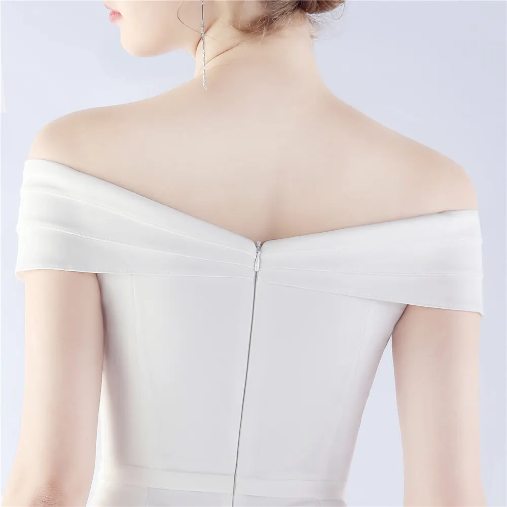 Classic Satin Off Shoulder Long Evening Dress - Elegant & Timeless - Ootddress