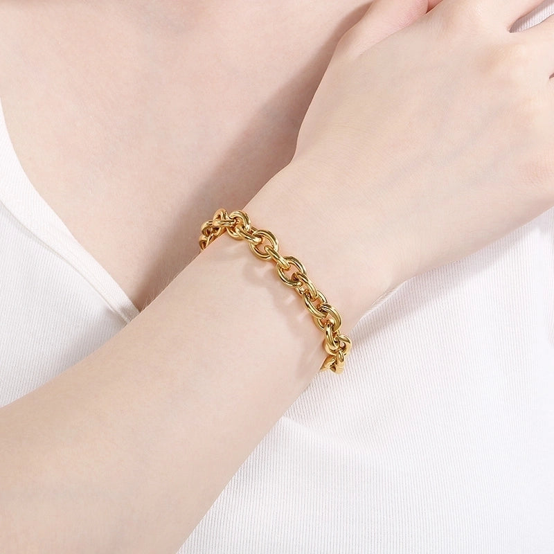 Minimalist Solid Color 304 Stainless Steel 18K Gold Plated Bracelets In Bulk