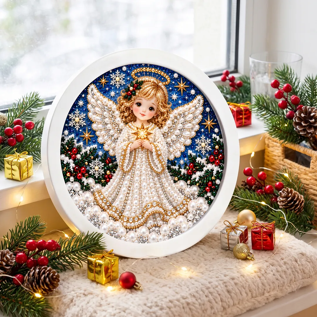 Framed Pearl Painting Kit Christmas Ornament Style 7.87x7.87in