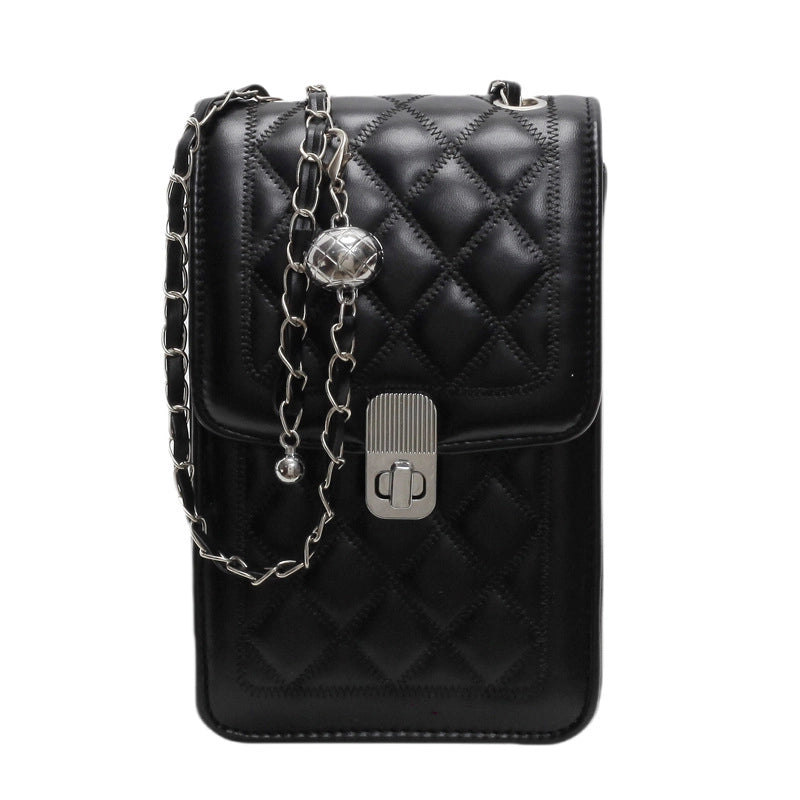 Women’s Medium Pu Leather Solid Color Lingge Streetwear Square Flip Cover Shoulder Bag Crossbody Bag