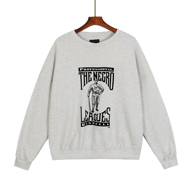 Fog Essentials Long Sleeve round Neck Sweatshirt Baseball League Pattern Crew Neck Pullover Sweatshirt