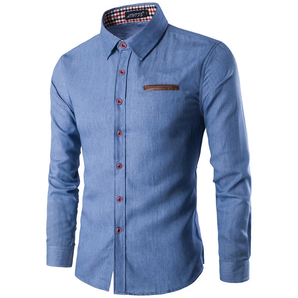 Smiledeer Men's Autumn Cotton Long Sleeve Denim Shirt