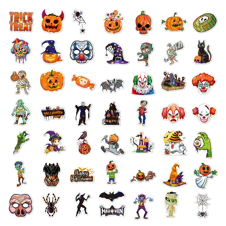 58 Pcs Happy Halloween Stickers Junk Journal Stickers Scrapbooking