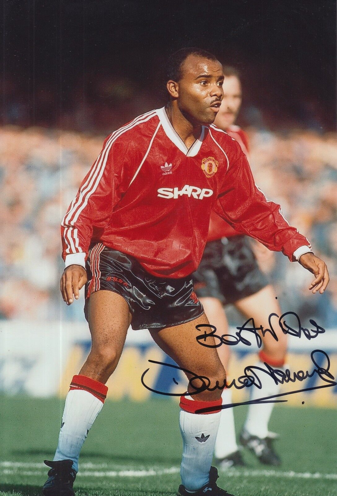 MANCHESTER UNITED HAND SIGNED DANNY WALLACE 12X8 Photo Poster painting.