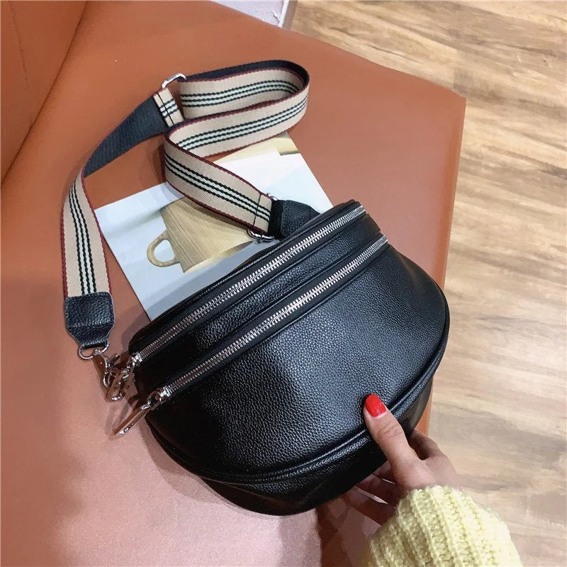 Designer Luxury Women Chest Bag High Quality Leather Crossbody Bags Female Fashion PU Handbag Hobos Messenger Banana Belt Purse