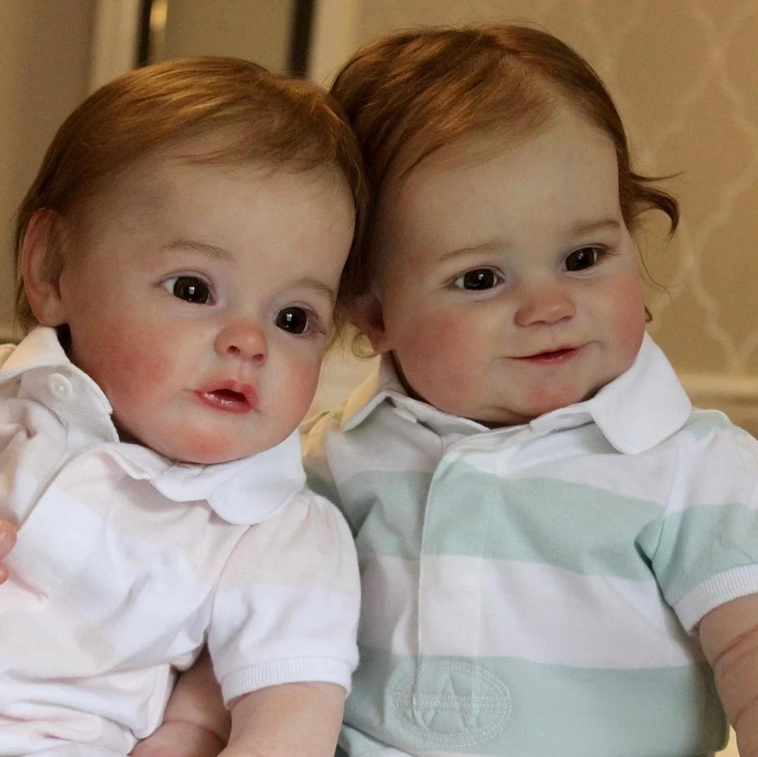 Lifelike Reborn Toddlers Twin Sisters 22” Jennifer and 20" Irma