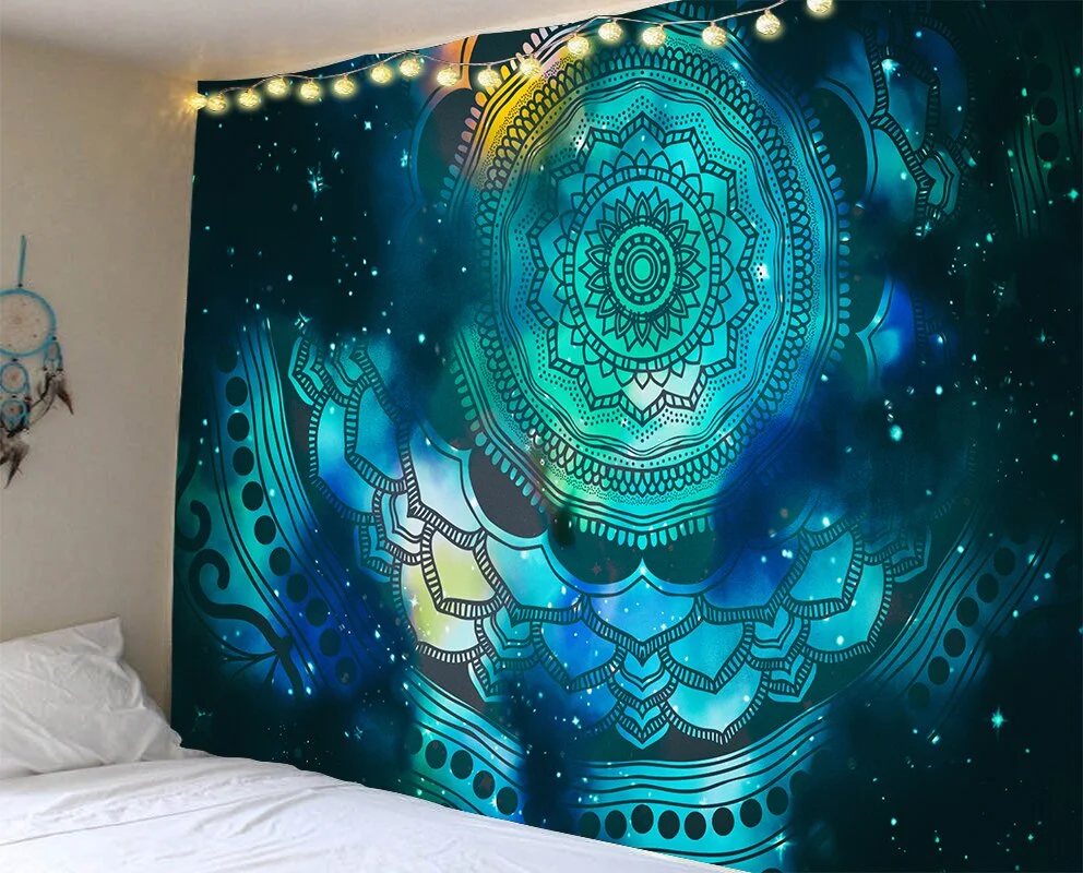 India Mandala Tapestry Wall Hanging Boho Decor Wall Cloth Tapestries Psychedelic Hippie Night Moon Tapestry Mandala Wall Carpet