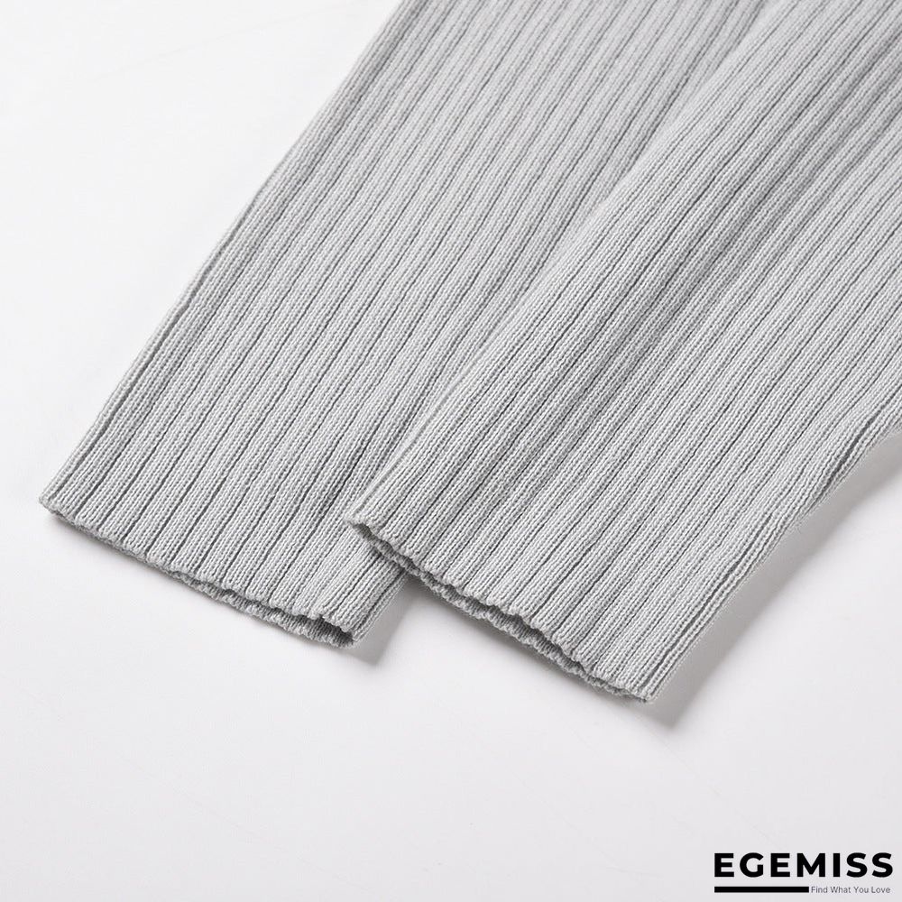 Bubble Long Sleeve Knitted Skirt Medium Long Wool Dress Black Dresses | EGEMISS