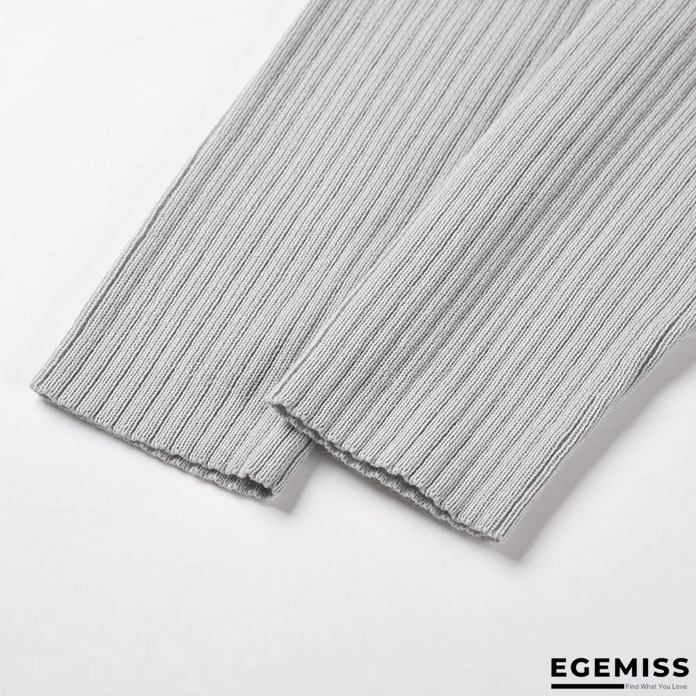 Bubble Long Sleeve Knitted Skirt Medium Long Wool Dress Black Dresses | EGEMISS