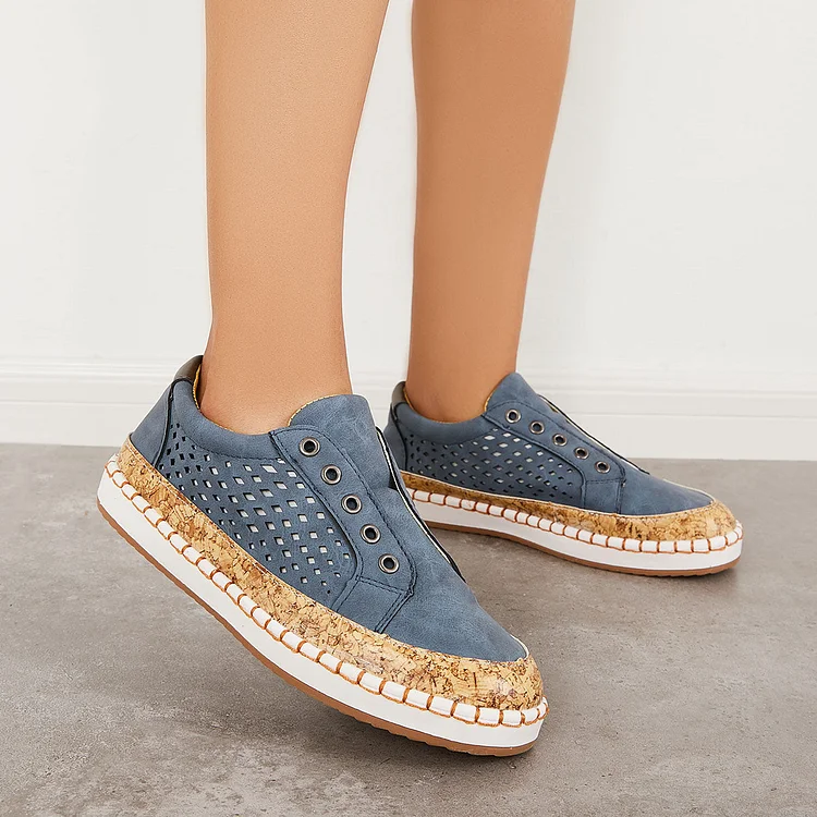 Low Top Platform Heel Loafers Slip on Walking Shoes