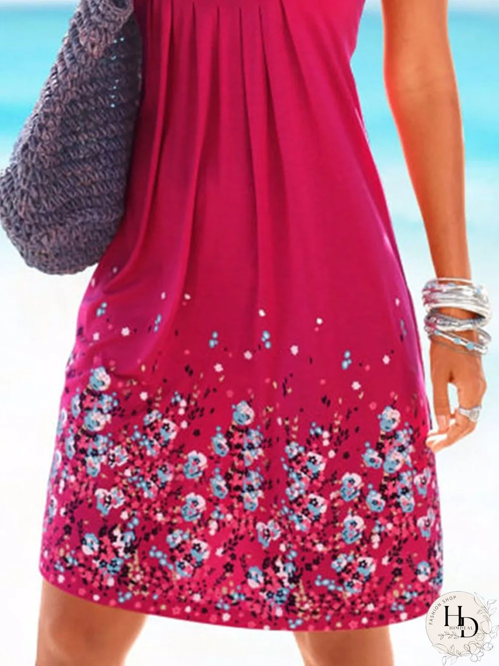 Casual Painted Sleeveless Crew Neck Casual Dresses