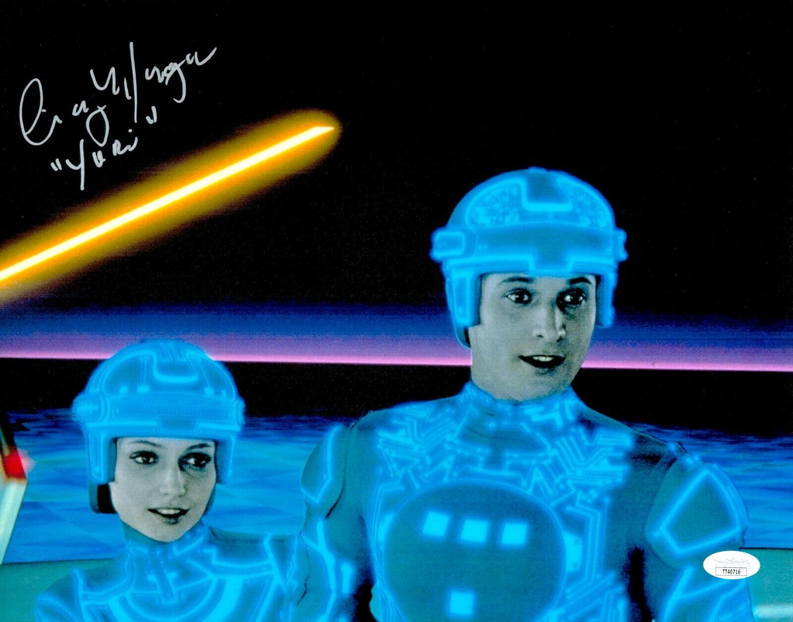 CINDY MORGAN Hand Signed 11x14 TRON LORA Photo Poster painting Authentic Autograph JSA COA Cert