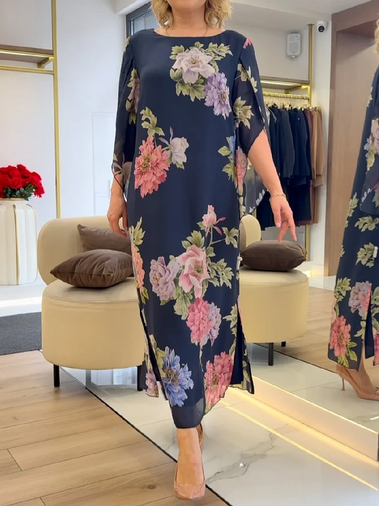 A unique maxi dress with a floral print