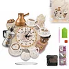 (US Local)5D DIY Special Shape Diamond Painting Desk Ornament Handmade Clock Kit(Tea Time)