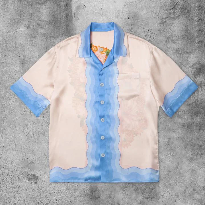 Art print retro drape short-sleeved shirt