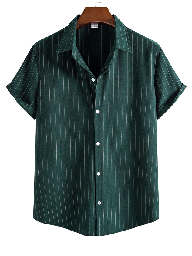 Recreational Style Pinstripe Short-Sleeved Shirt