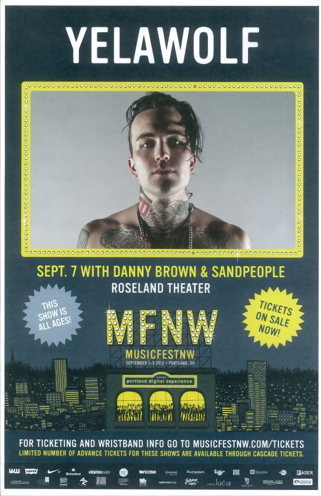 YELAWOLF 2012 MFNW Gig POSTER Portland Oregon Musicfest NW Concert