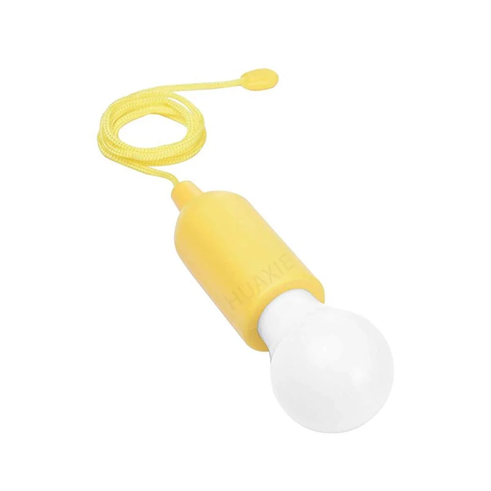 LED Hanging Light Bulb Battery Powered Colorful Pull Cord Bulbs (Yellow)