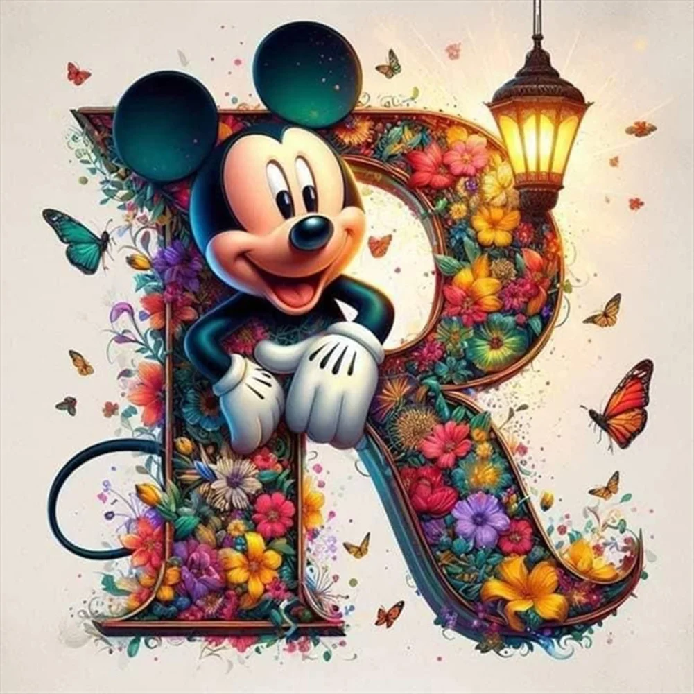 Partial AB Diamond Painting - Full Round Drill - Mickey Minnie Letters(Canvas|35*35cm)