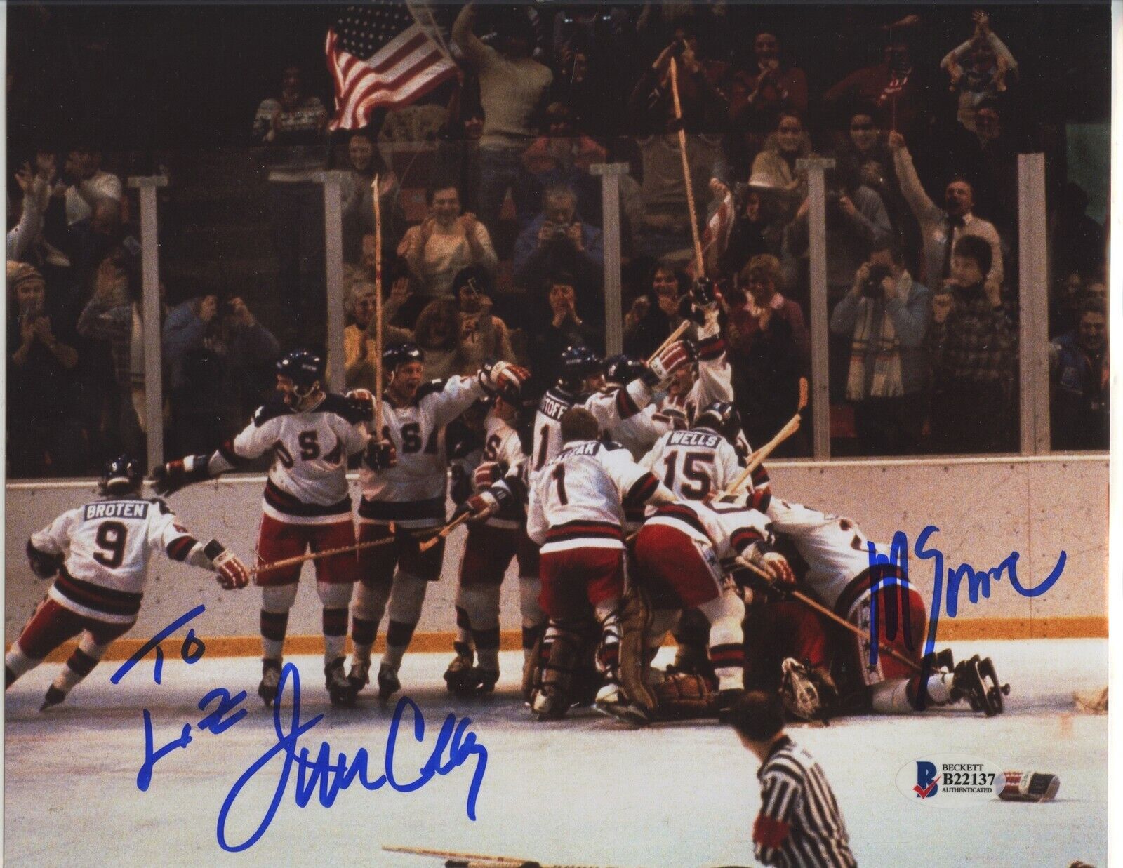 JIM CRAIG MIKE ERUZIONE 8x10 Photo Poster painting Signed Autographed Auto BAS Miracle On Ice