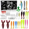 Fishing Lures Kit with Jig Heads Hooks Soft Worm Bait Lures for Bass Pike Crank