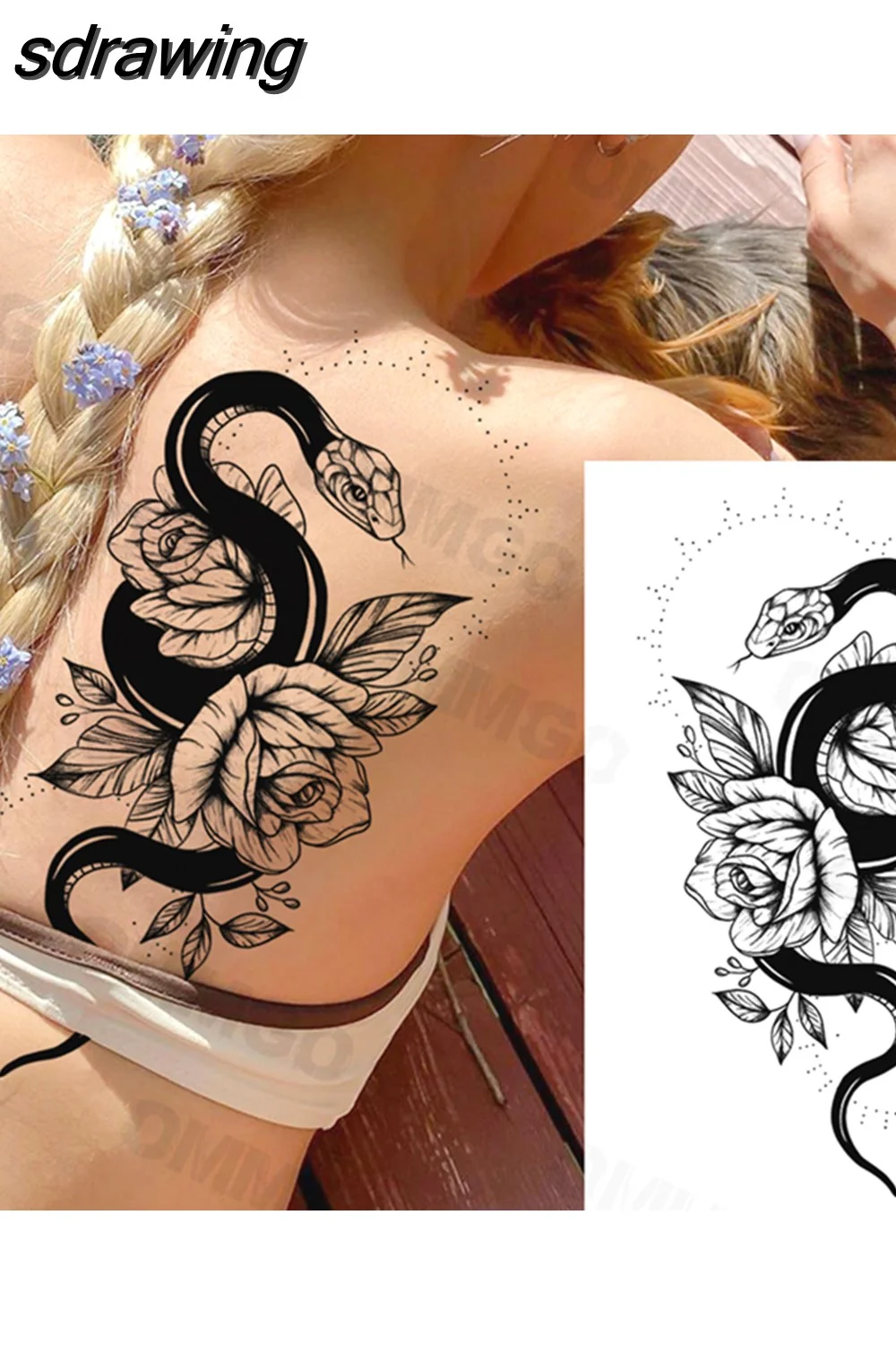 sdrawing Lion Rose Flower Temporary Tattoos For Women Adult Girl Compass Skull Fake Tattoo Arm Thigh Body Art Waterproof Tatoos