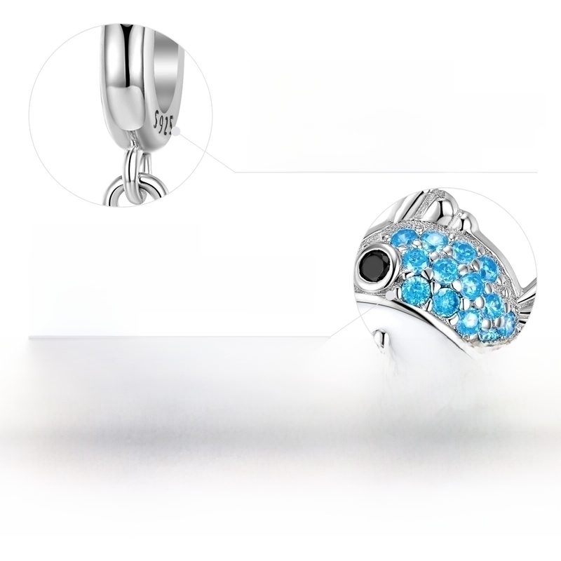 1 Piece 12.8*13.7mm Hole 3~3.9mm 925 Sterling Silver Zircon Dolphin Mermaid Shark Polished Pendant Jewelry Accessories