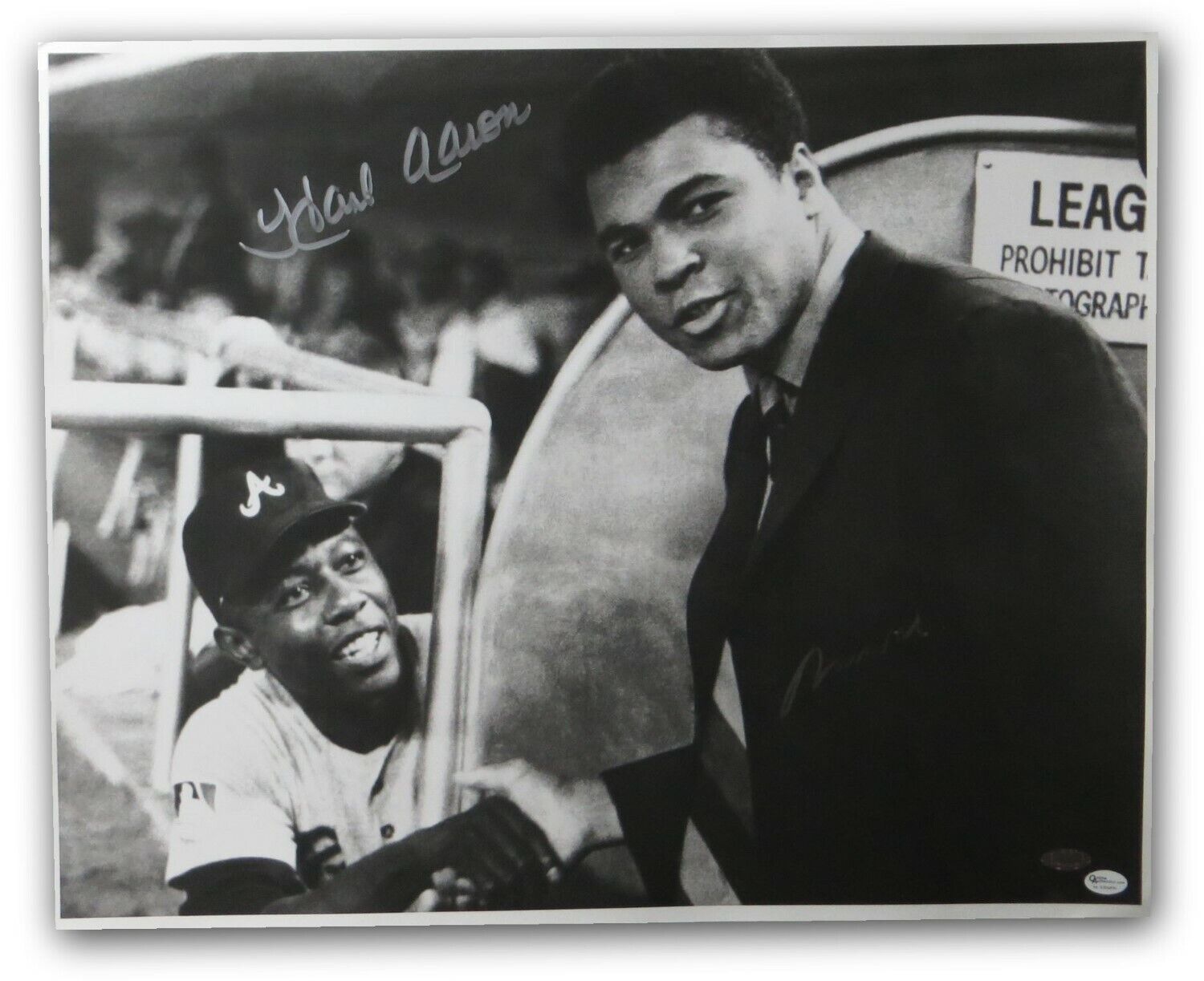 Muhammad Ali Hank Aaron Signed Autographed 16X20 Photo Poster painting Braves Vintage OA 8306894