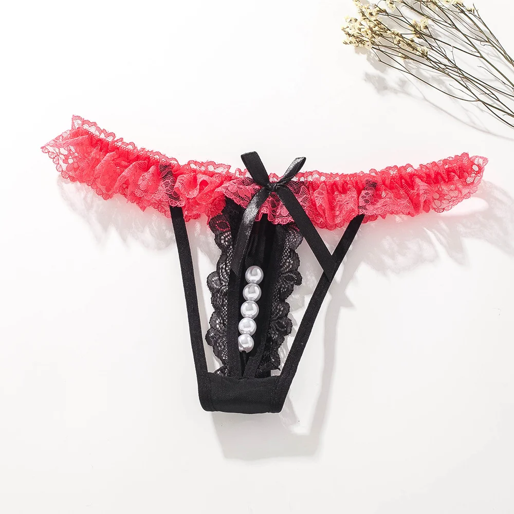 Sexy Lace Low Rise Pearl Thong