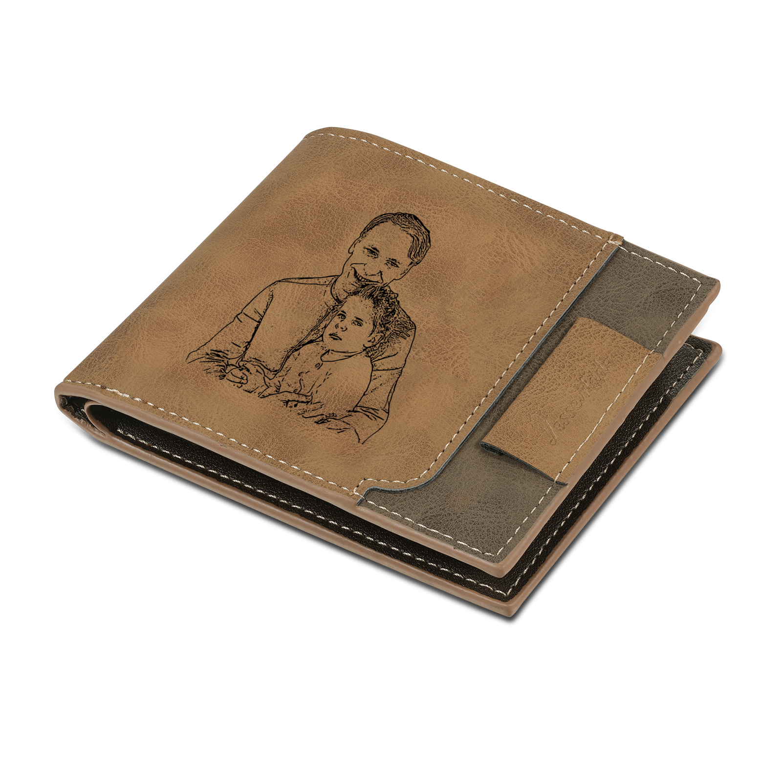 6 Names - Personalised Photo Custom Leather Men's Wallet as a Father's Day Gift for Dad