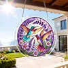 (25cm)DIY Acrylic Jigsaw Puzzle Window Hanging with Hanging Chain DIY Stained Glass Decoration Round Window Puzzle Decor for DIY Craft Project (Stained Glass Hummingbirds)