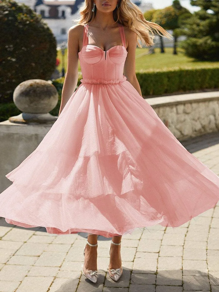 Elegant tulle midi dress