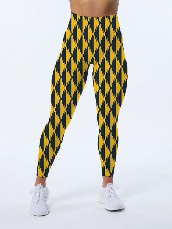 Traditional Yellow and Black Navajo Pattern Leggings
