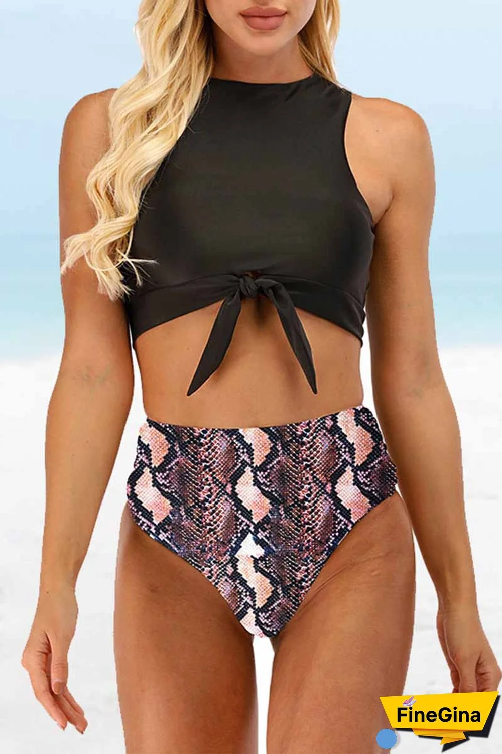 Two-Piece High Waist Sexy Leopard Swimsuit(3 colors)