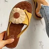 Fashion Women Summer Floral Design Flip Flop Flat Sandals
