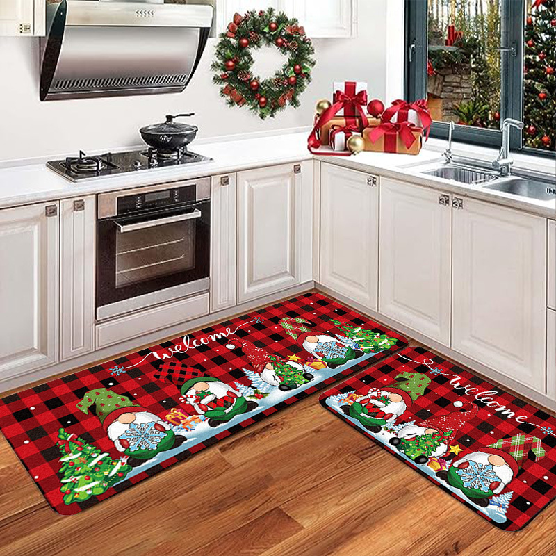 Christmas Kitchen Mat - Long Doormat for Bathroom and Entryway, Hallway Carpet