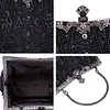 Selighting Abendtaschen Damen Vintage Clutch Tasche mit Perlen Elegant Handtasche Umh&auml;ngetasche f&uuml;r Party Hochzeit Bankett (Schwarz)