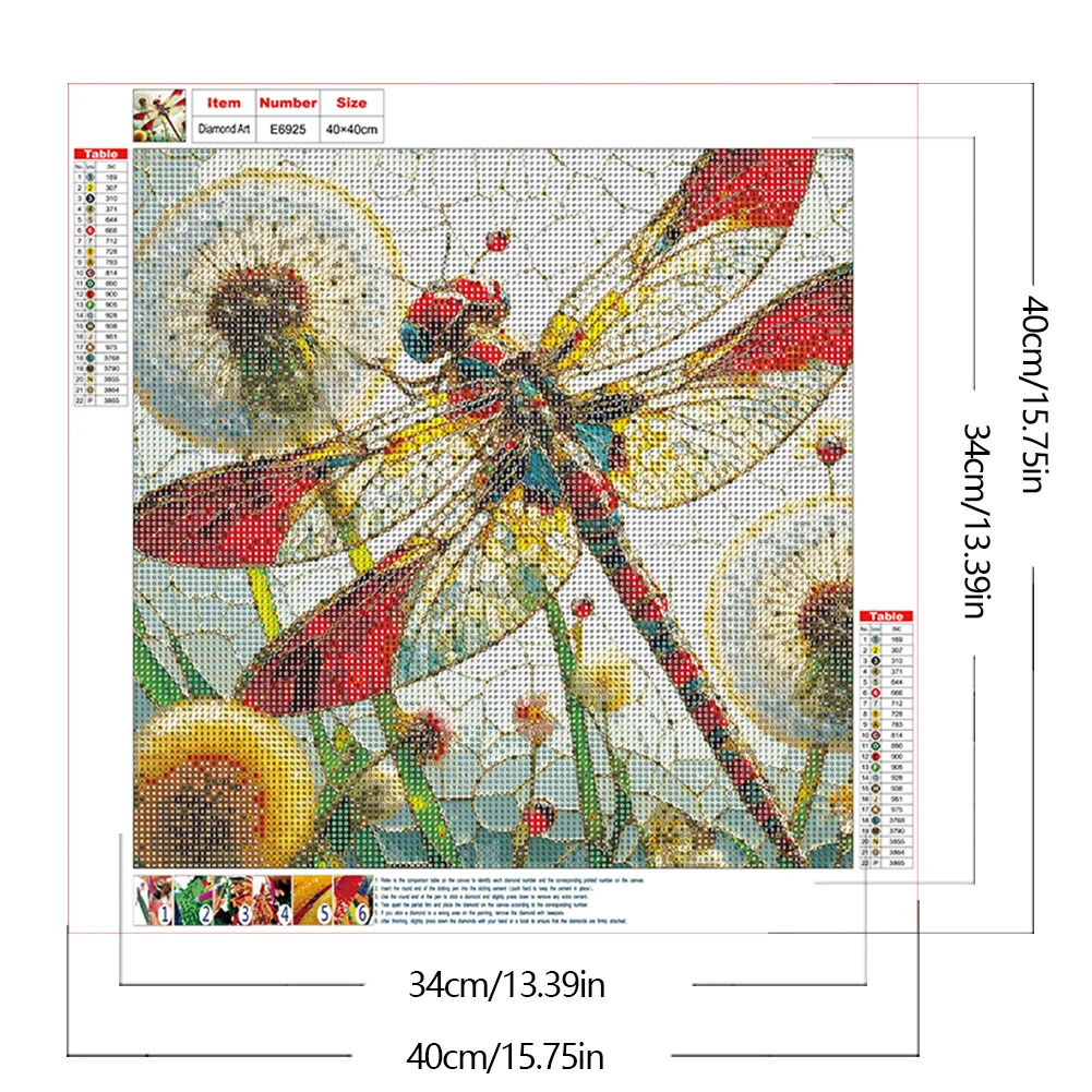 Diamond Painting - Full Round Drill - Dragonfly Dandelion(Canvas|40*40cm)