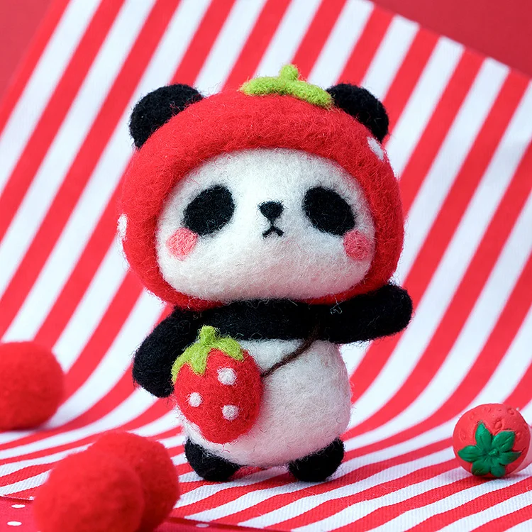 FeltingJoy - Panda Needle Felting Kit - Strawberry