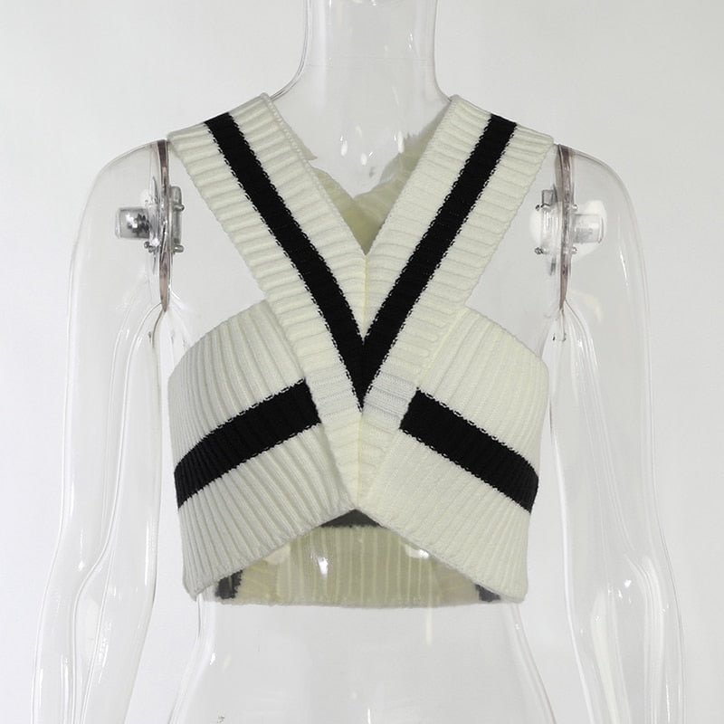 Hugcitar Women Halter Sleeveless Patchwork Sexy Tube Top Club Beach Body 2022 Summer Holiday Revealing