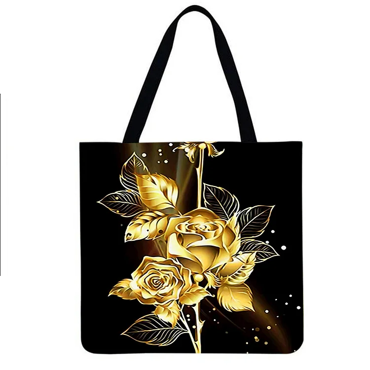 Linen Eco-friendly Tote Bag - Golden Rose