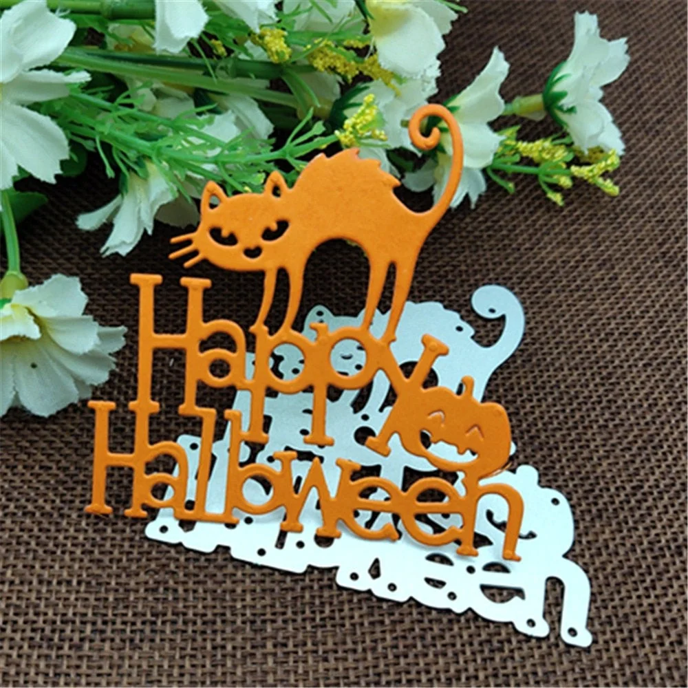 Cat Happy Halloween set frame Metal Cutting Dies Stencils For DIY Scrapbooking Decorative Embossing Handcraft  Template