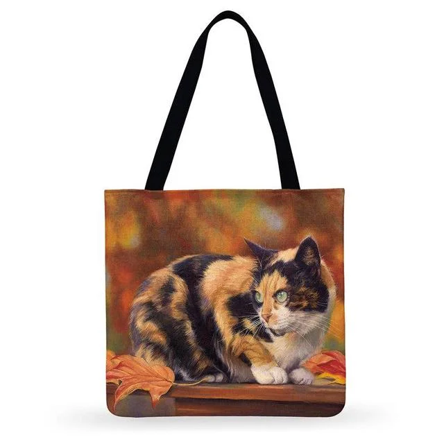 Linen Eco-friendly Tote Bag - American Cat